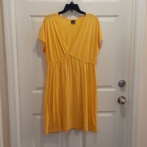 Cute deep V-Neck Faded Glory Yellow Dress SZ LG